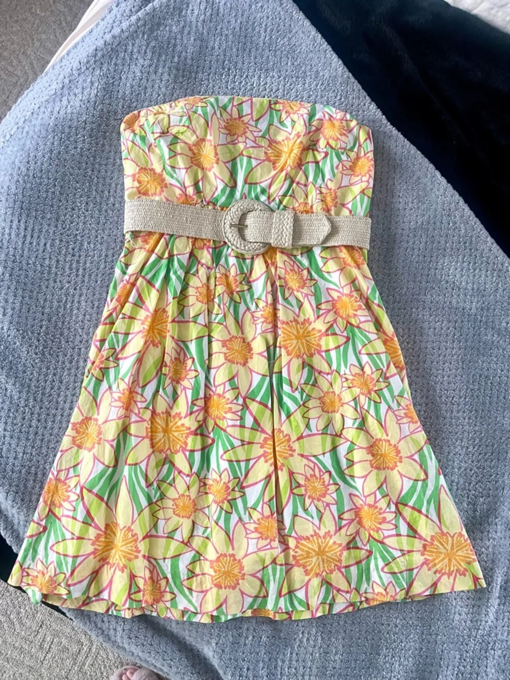 Lilly Pulitzer Sunflower Strapless Wyatt Dress Small sz 8 - Picture 2 of 8